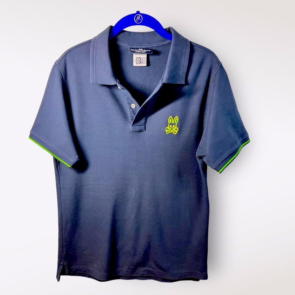 Psycho Bunny Mens Size 4 Classic Solid Polo T 100% Pima Cotton Stitched Logo